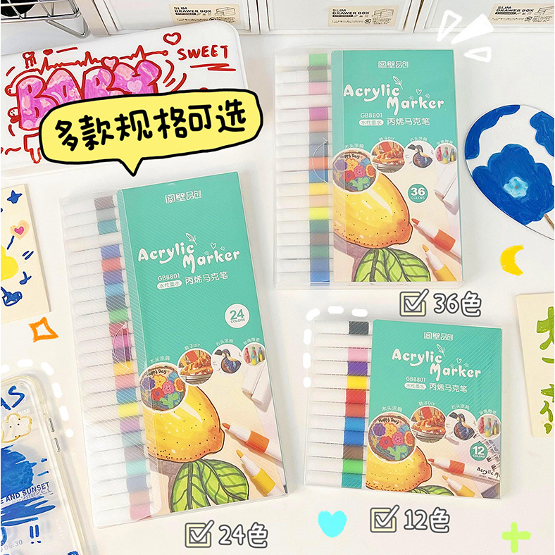 

1 Set Sketch Marker Copic Spidol Warna Warni Stabilo Highlighter Waterproof Box Set AT10