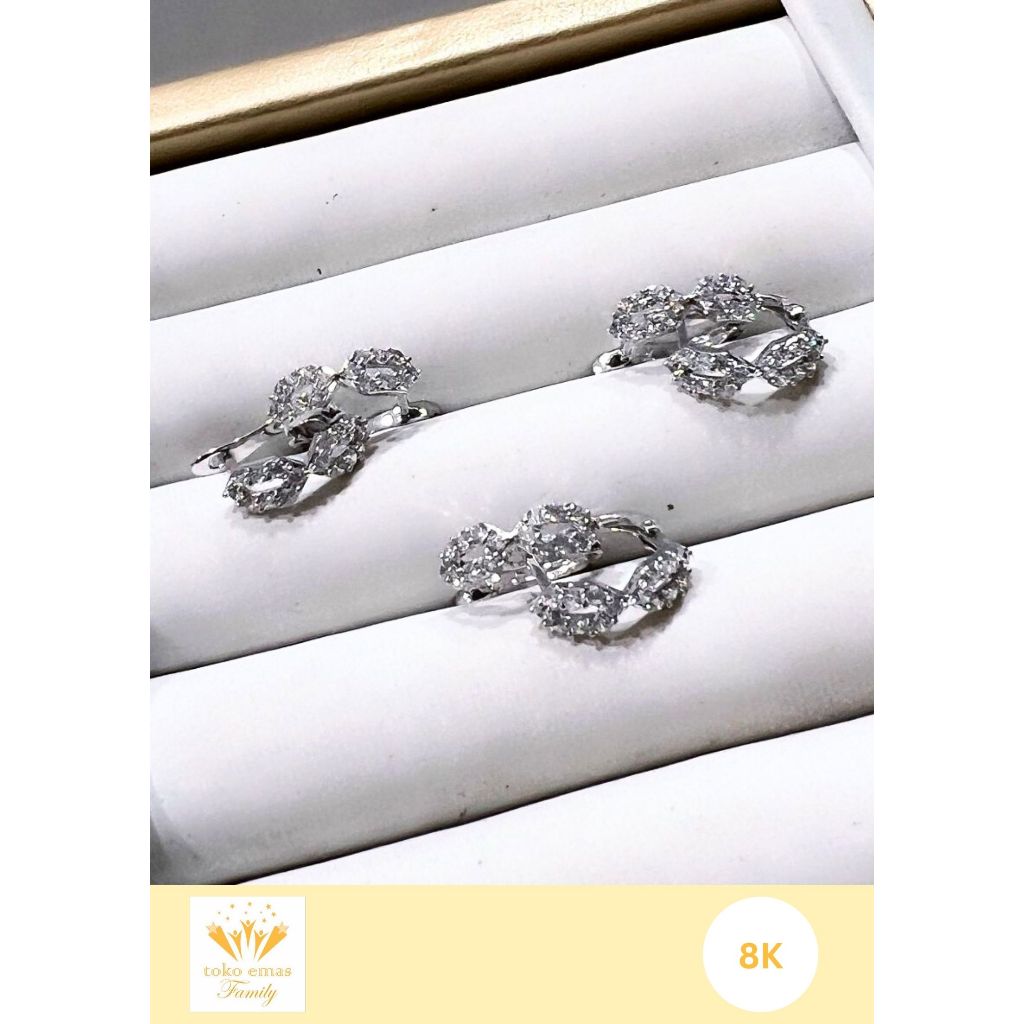 Anting Emas Putih Kadar 375 (8K) Jepit Berat 1 - 2 Gram an