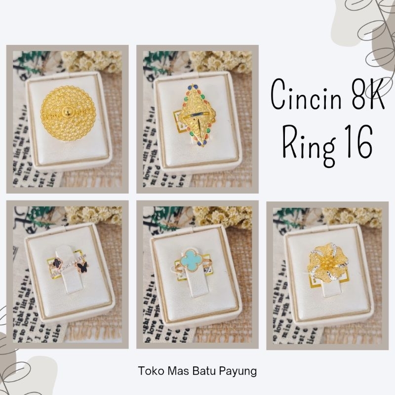 WAJIB TANYA STOK REALPIC CINCIN EMAS ASLI KADAR 8K-9K RING 16 | AKSESORIS WANITA ELEGAN RING AMERICA