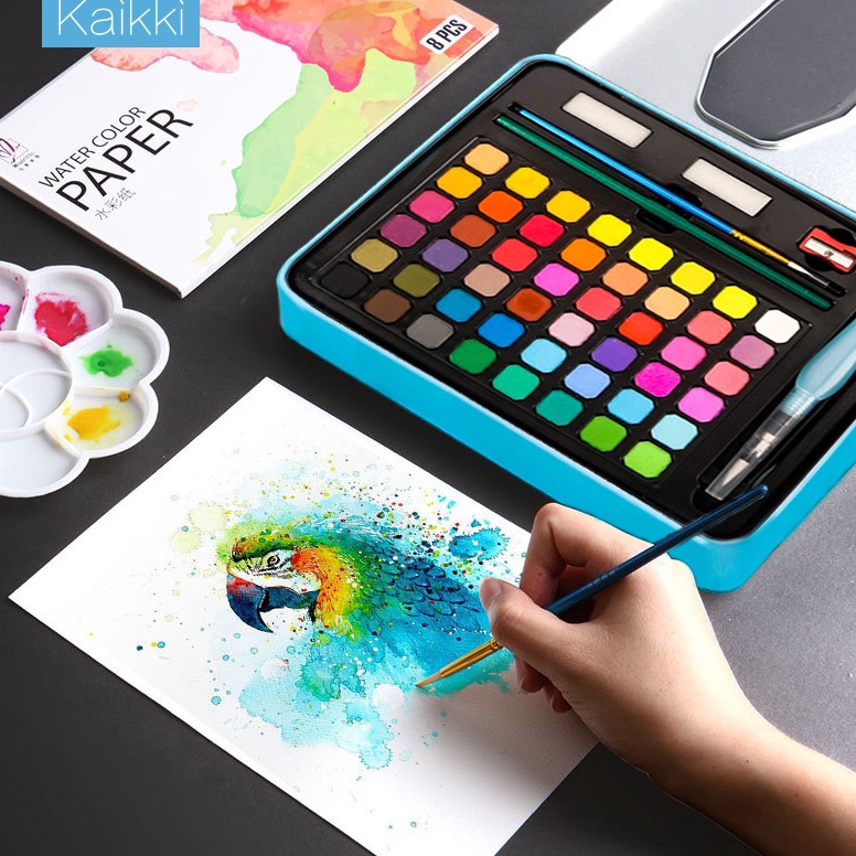 

KODE X5D Kaikki Watercolor Paint Set cat air warna 243648 Solid Alat Cat Air watercolor set Termasuk Kuas dan Kertas Gambara