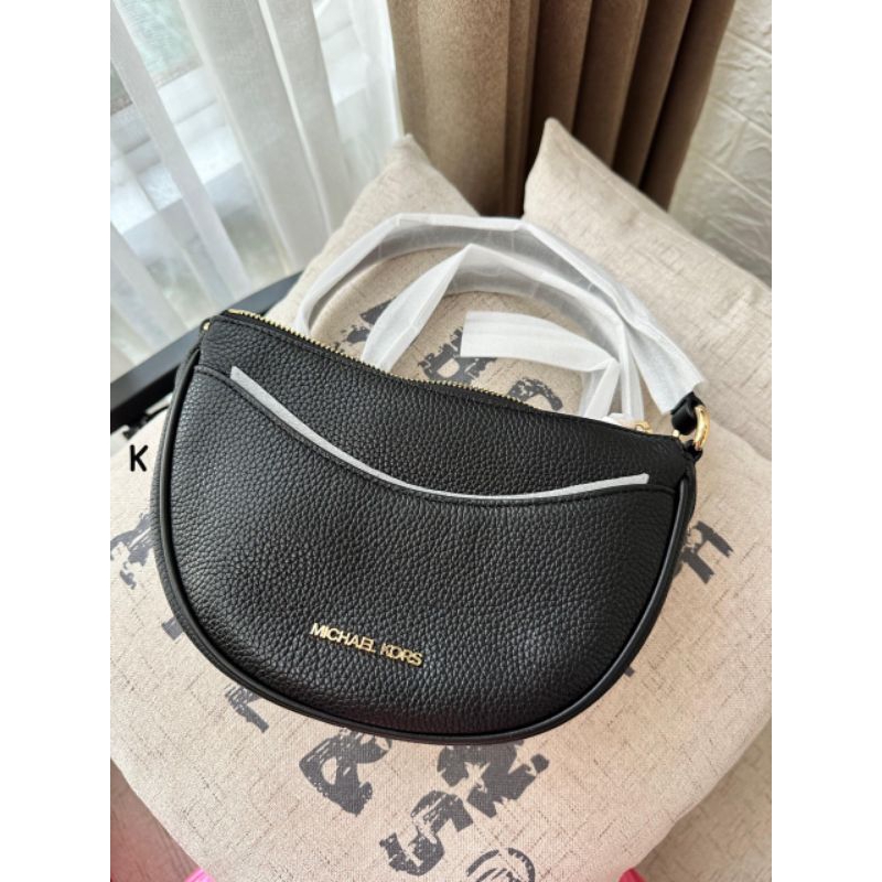 mk dover half moon crossbody black original