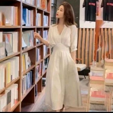 Dress Casual Korean Look / Dress Putih Korean style