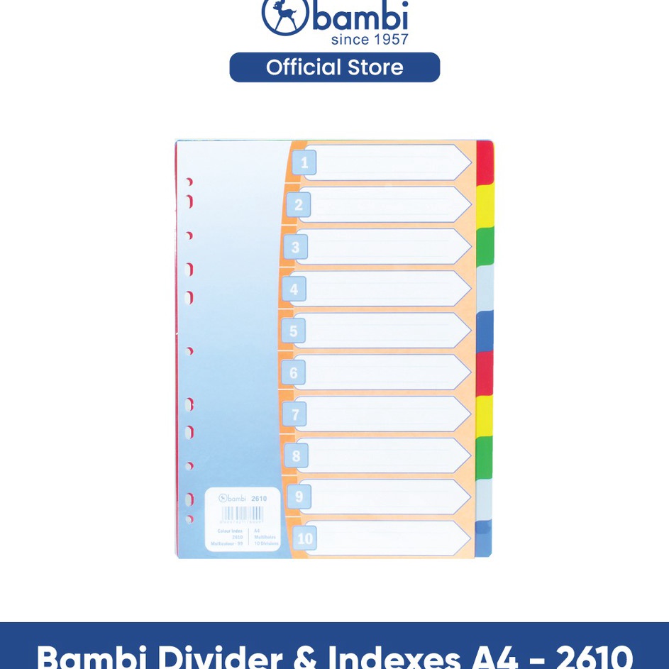 

Special Limited Isi Binder A4 Divider Indexes Colour Divider 1 Section with Multiholes 1 Colour Rigid PVC kode 261