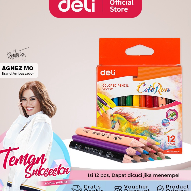 

Borong Meriah Deli EC4 School Color Pencil Pensil Warna Mini color pencil 12 color