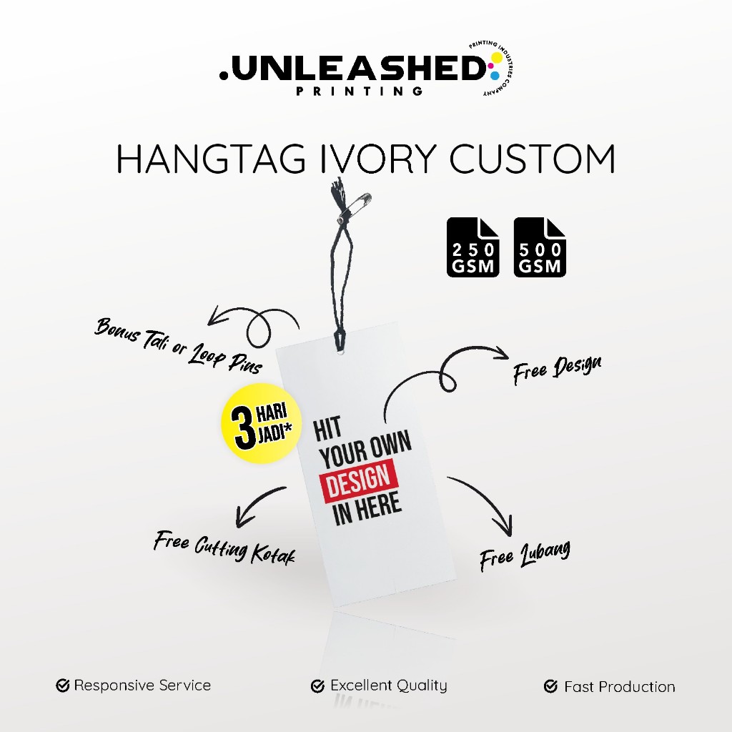 

LABEL TAG HANGTAG IVORY 250 GSM 500 GSM | BAJU / KAOS / CELANA / KADO | HANGTAG UNLEASHED