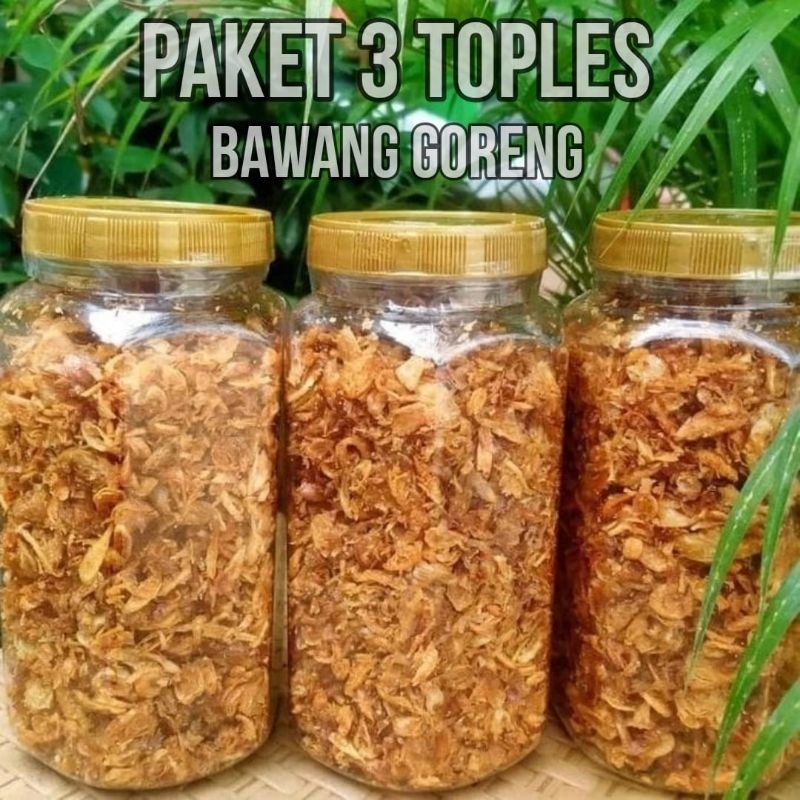 

Paket 3 Toples Bawang Goreng Asli Brebes Kemasan Pertoples 250gram
