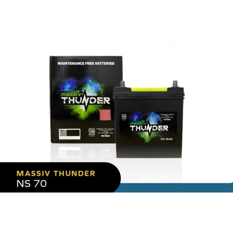 Aki Mobil Massiv Thunder XP NS70 untuk Kijang, Dyna, Colt Diesel, Fuso, MU-X, Phanter - Masiv