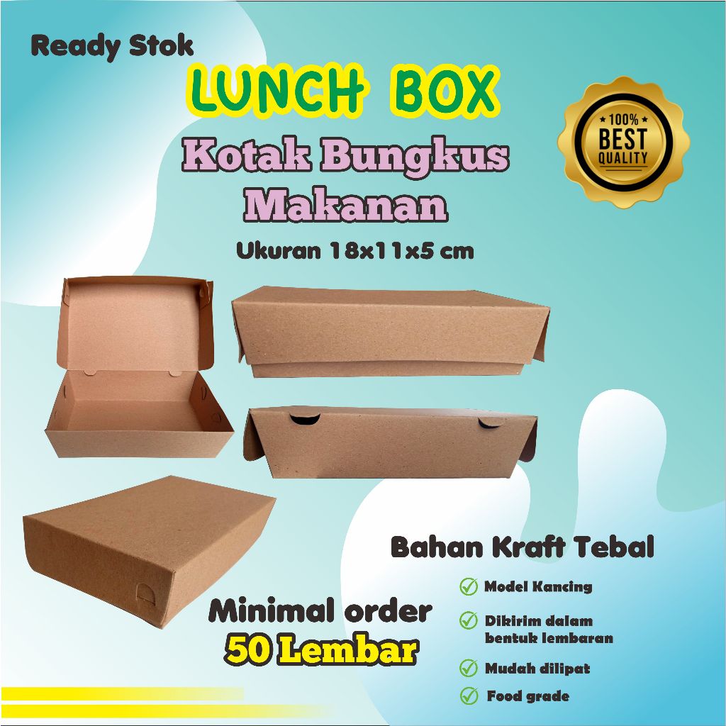 

Lunch Box / Box Makanan / Box Kue / Dus Kue / dus makanan Bahan Kraft Tebal