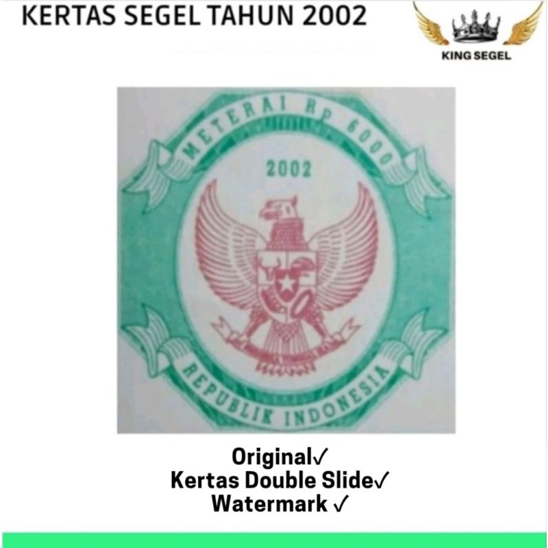 

KERTAS SEGEL TAHUN 2002 (PAKET ISI 100 LEMBAR)