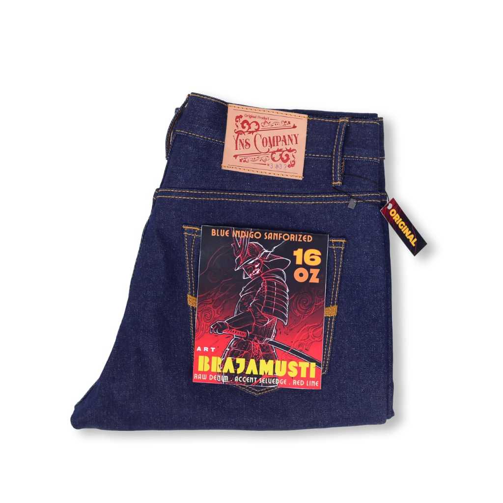 YNS COMPANY - ART BRAJAMUSTI - Celana Jeans Pria Selvedge Accent 16 Oz Blue Indigo