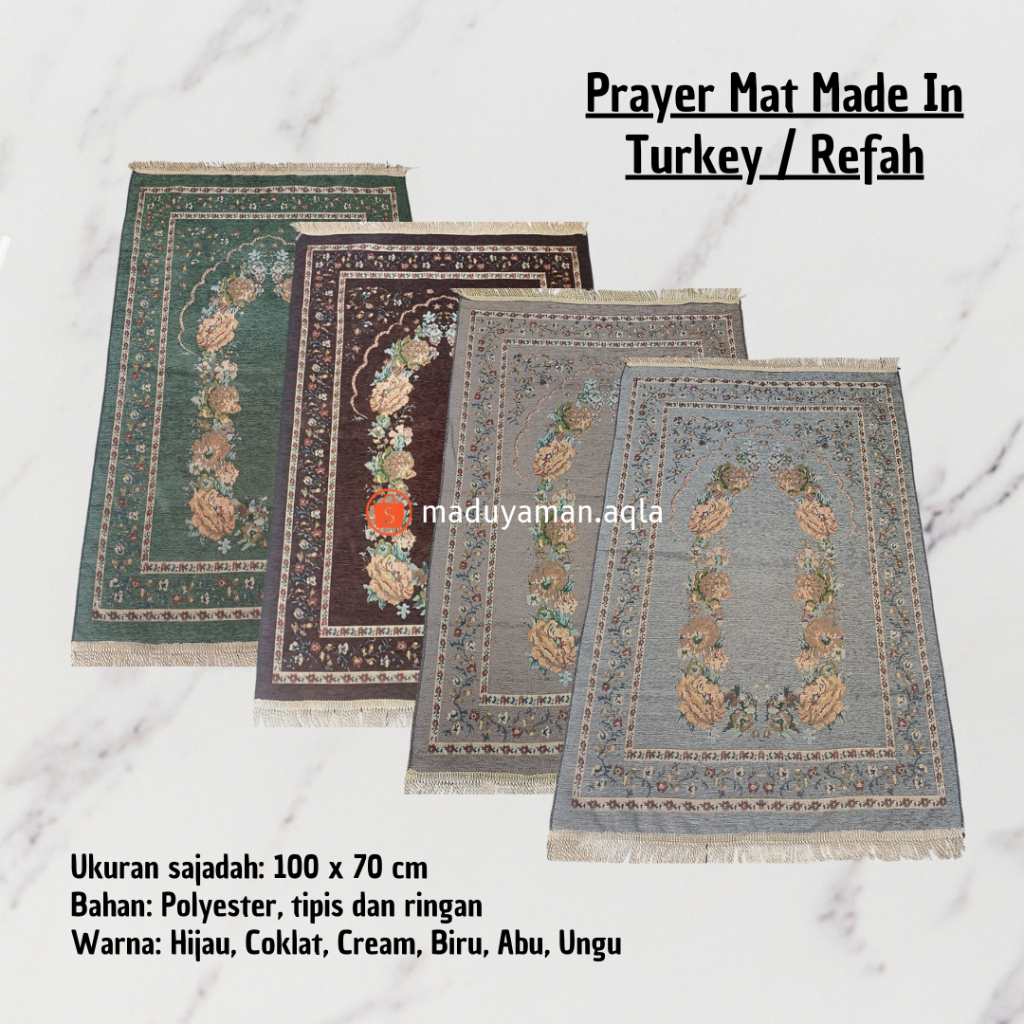 Sajadah Turki / Refah Tipis Ukuran 100 x 70 cm Sajadah Travel Sajadah Tipis Sajadah Murah Sajadah Tr