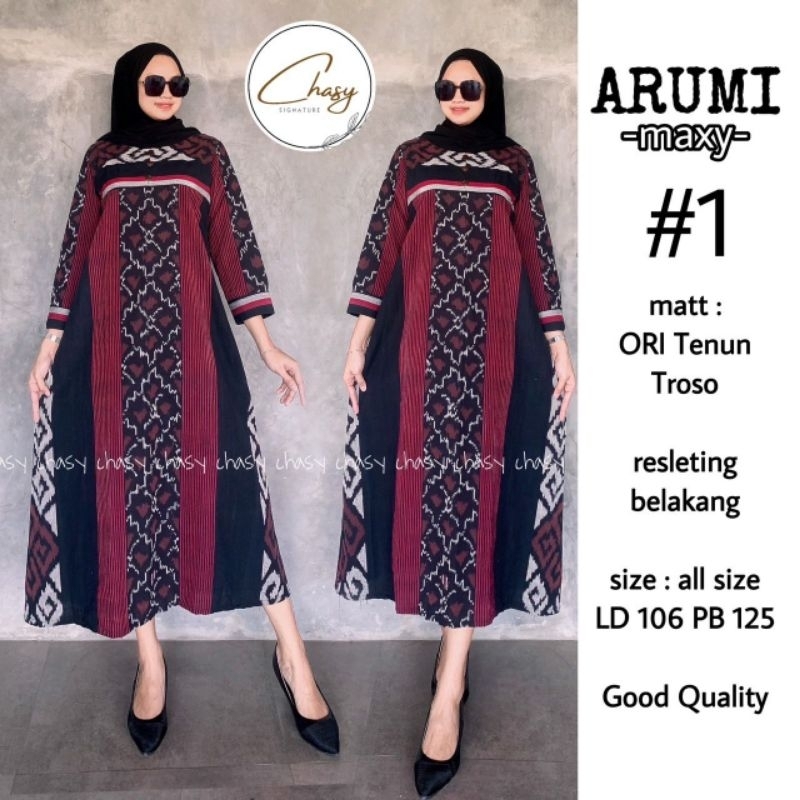 ARUMI DRESS TENUN ORI / DRESS KONDANGAN / BAJU TENUN / GAMIS TENUN WANITA