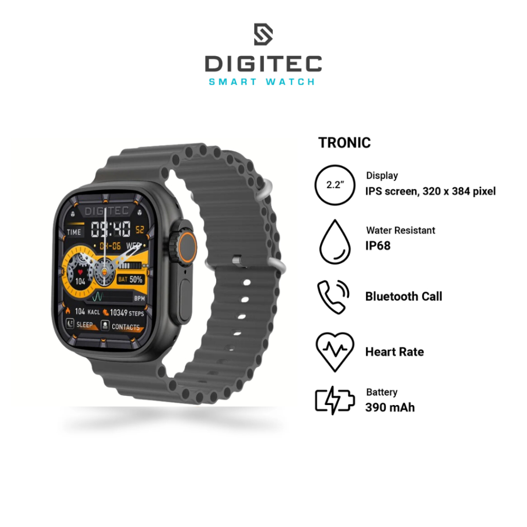 JAM TANGAN SMARTWATCH DIGITEC TRONIC DGSW TRONIC RUBBER STRAP