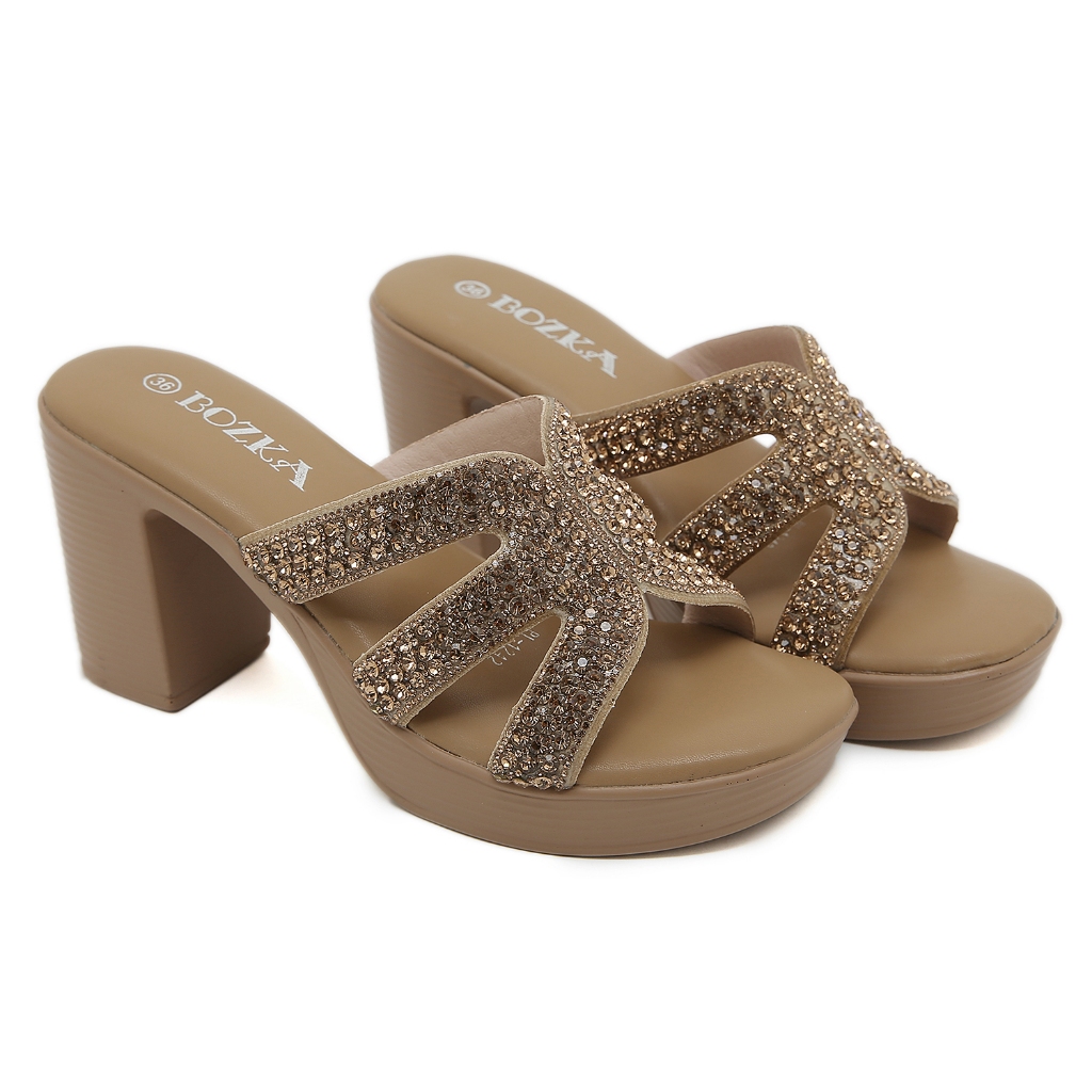 Bozka sendal wanita wedges tinggi 8cm heels Athena