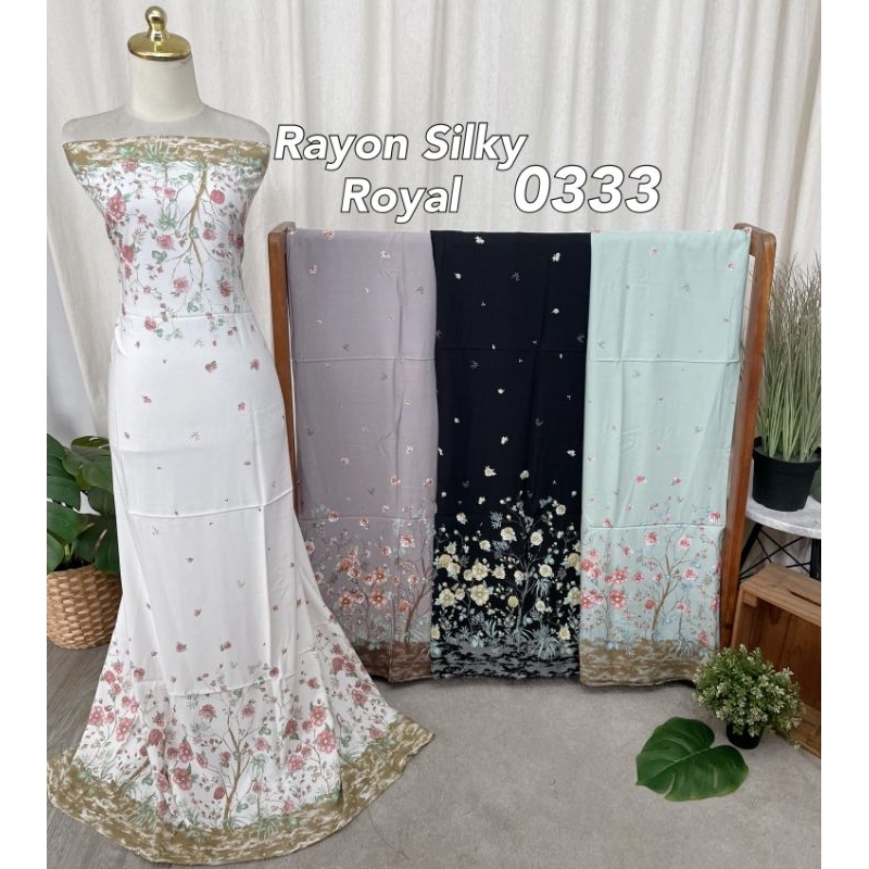 Kain Rayon Silky Royal Motif Bunga 0333 Per 1/2M Rayon Grade A Kain Rayon Meteran gaun, gamis, dress