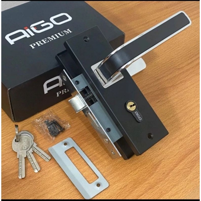 Handle Set Pintu Kunci Pintu Kamar Rumah Warna Hitam Silver / Kunci Pintu Kamar / Engkol Kunci Pintu