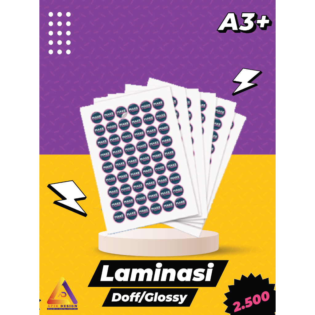 

Laminasi Stiker Doff/Glossy.