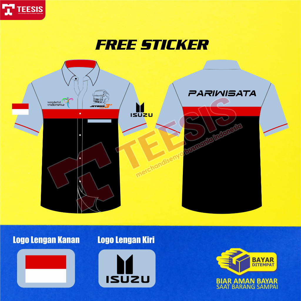 Kemeja Baju Bus Bis Mania Bismania Jetbus 3 MC ELF Pariwisata Isuzu