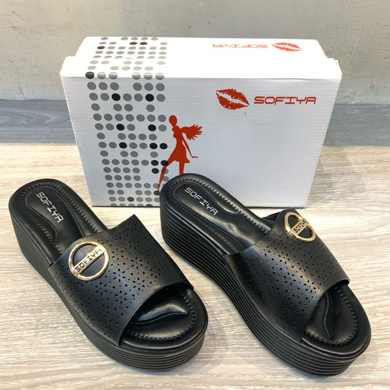 Sofiya - Sandal Wedges Wanita | 7988-20 - Hitam