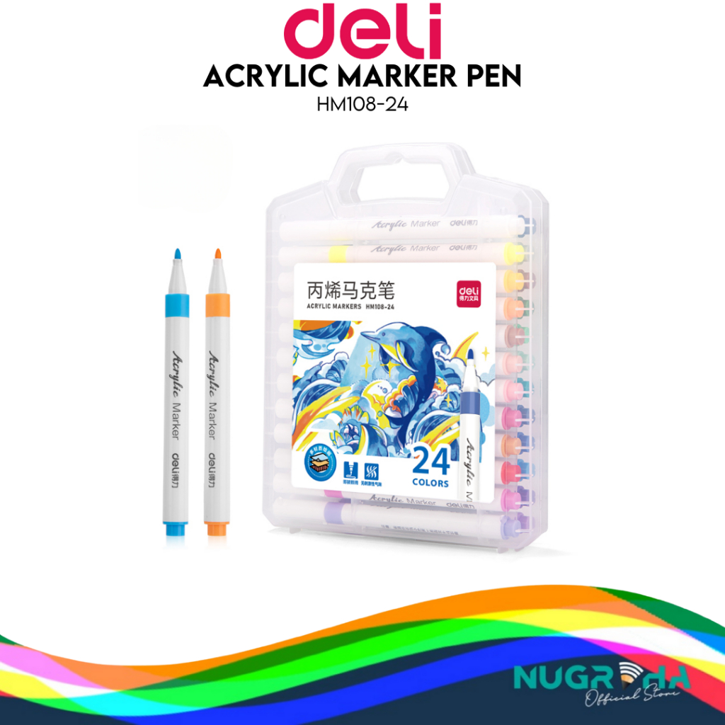 

Deli Acrylic Marker Set HM108-24 Warna | Spidol Akrilik