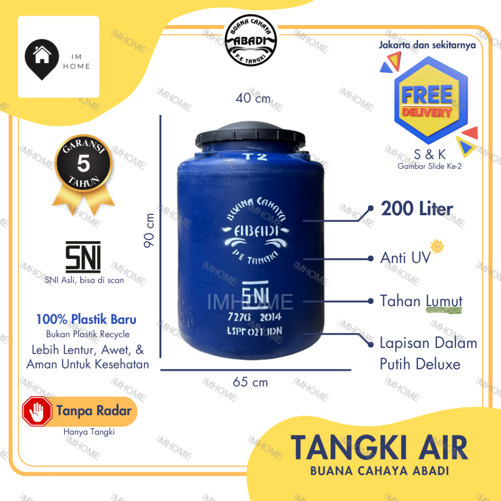 Tangki / Toren Air BCA 250 Liter T250 Murah Tangki 200 Liter Kecil