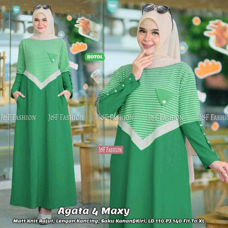 Gamis Casual Modis Kekinian Gamis Kelelawar Batwing Agata Original Terbaru Bahan Kaos Rajut Import A