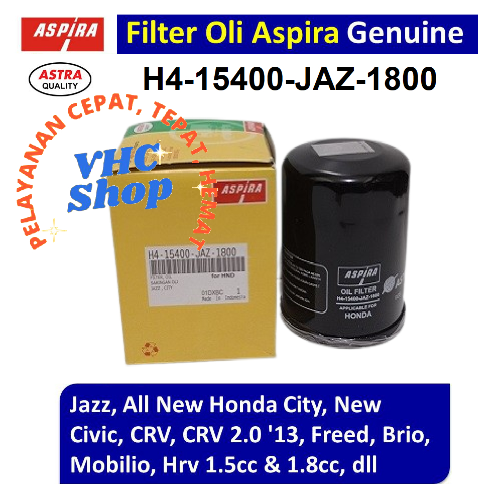Filter Oli Aspira H4-15400-JAZ-1800 Untuk Mobil Honda Jazz CRV Freed Brio Civic