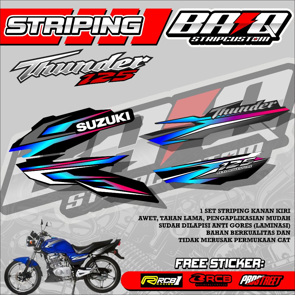 STICKER STRIPING SUZUKI THUNDER 125 - STICKER STRIPING SUZUKI THUNDER 125 MOTIF ABSTRAK