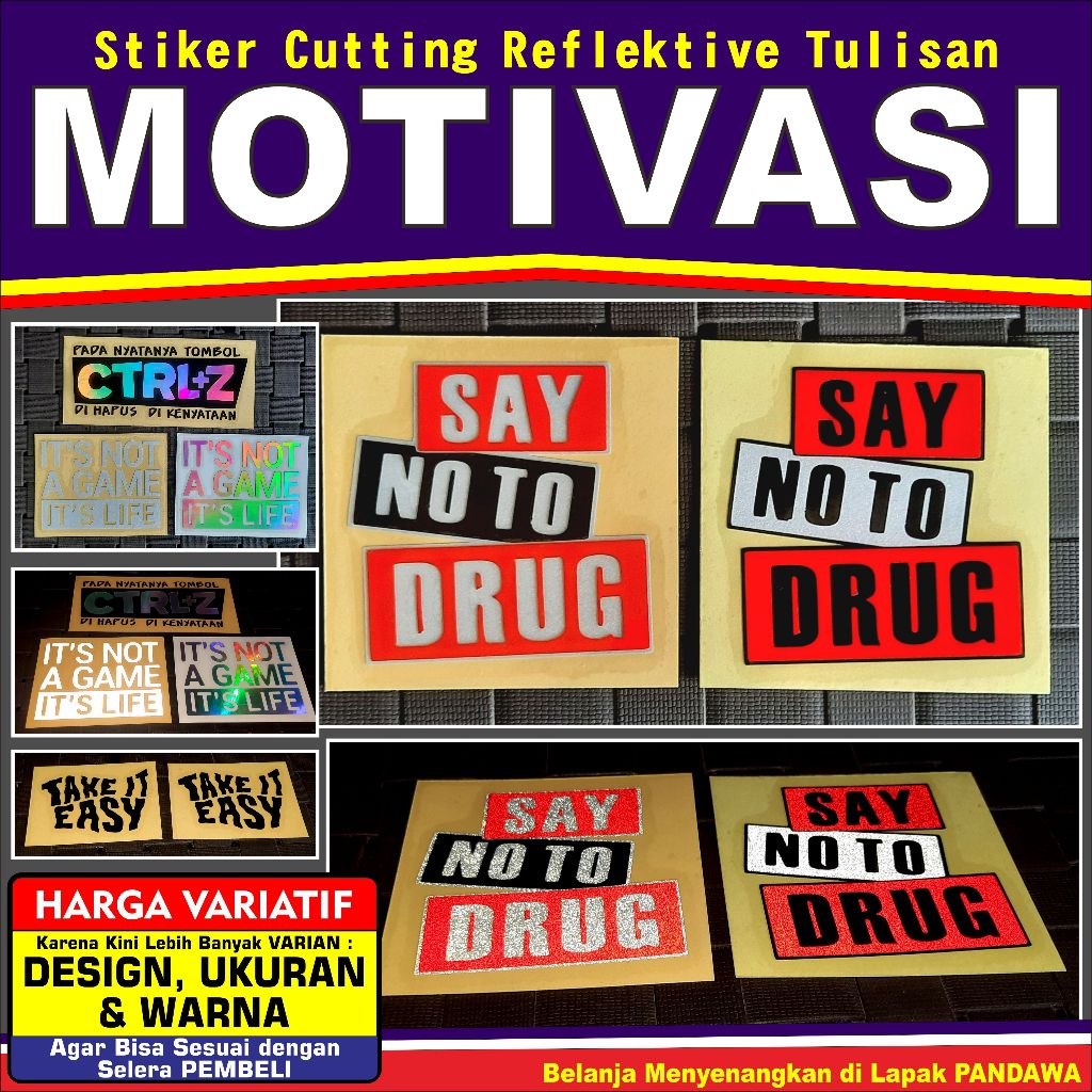 Stiker Cutting Reflektive Tulisan Kata kata : "  MOTIVASI  "