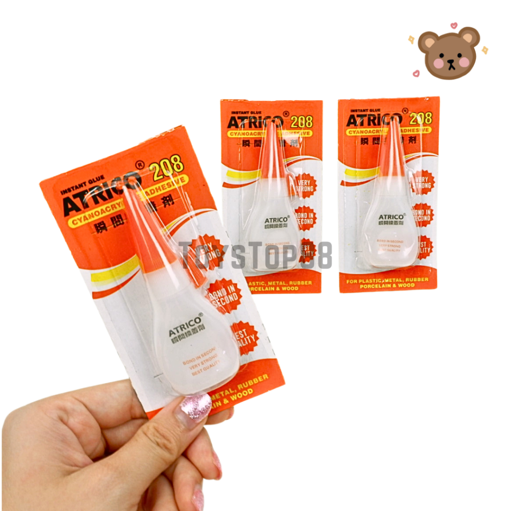 Lem Korea Atrico 208 Botol Renceng 5 gr / Lem Cair Super Power Glue / Lem Instant Tetes Serbaguna