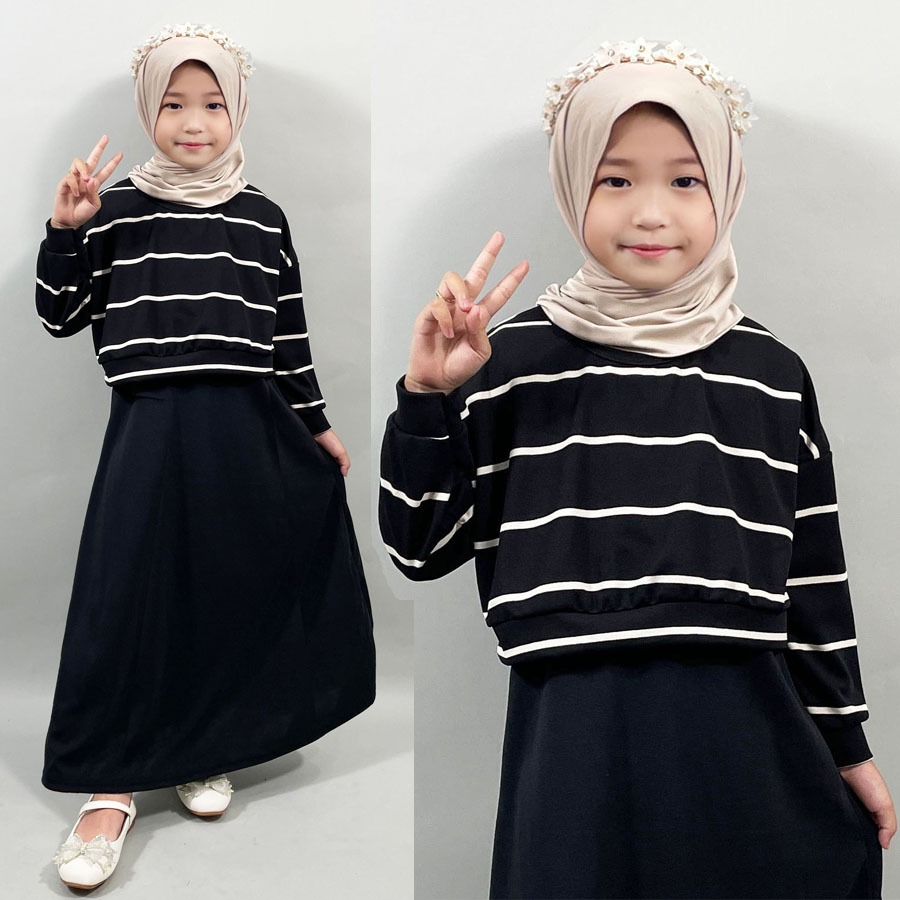 DRESS ANAK PEREMPUAN MARYAM SWEATER DAN GAMIS PANJANG MAXY 2-13 TAHUN