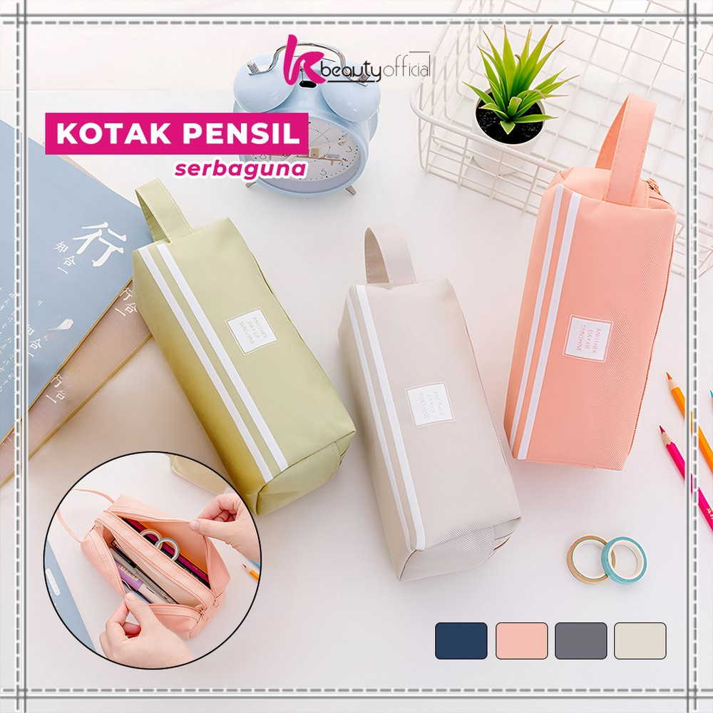 

KB-A80 Tempat Alat Tulis Perlengkapan Sekolah 2 Sisi Dompet Pensil Stationery / Kotak Pensil Tempat Bolpen Pen Make Up Pouch Kosmetik Travel