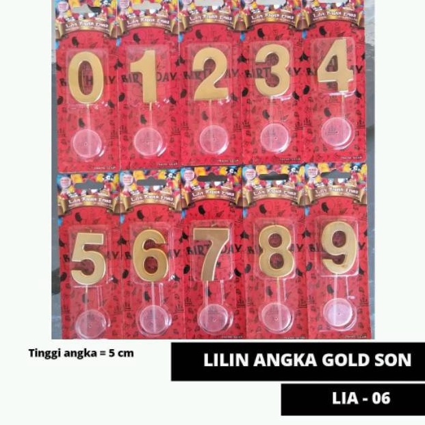 Palng Popul4r LIA 6  Lilin Angka Ulang Tahun Gold Emas Happy Birthday SON 218