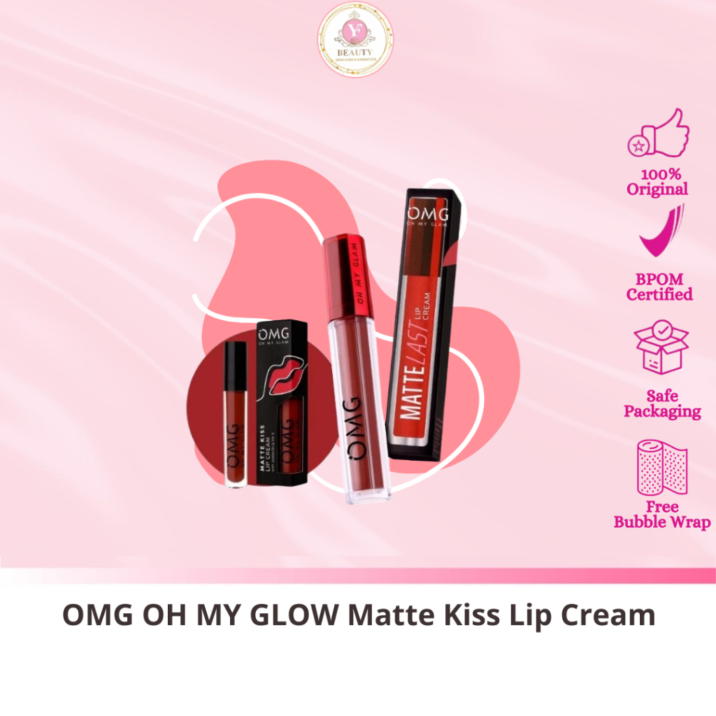 ✨YF BEAUTY ✨ OMG Oh My Glam Matte Kiss Lip Cream Kosmetik Kecantikan Bibir Tahan Lama Original BPOM