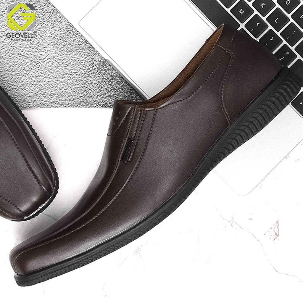 Sepatu Pantopel Hitam Coklat Kopi Pria Kerja Kantor Tanpa Tali Pendek Kulit Swedian Sepatu Formal Ke