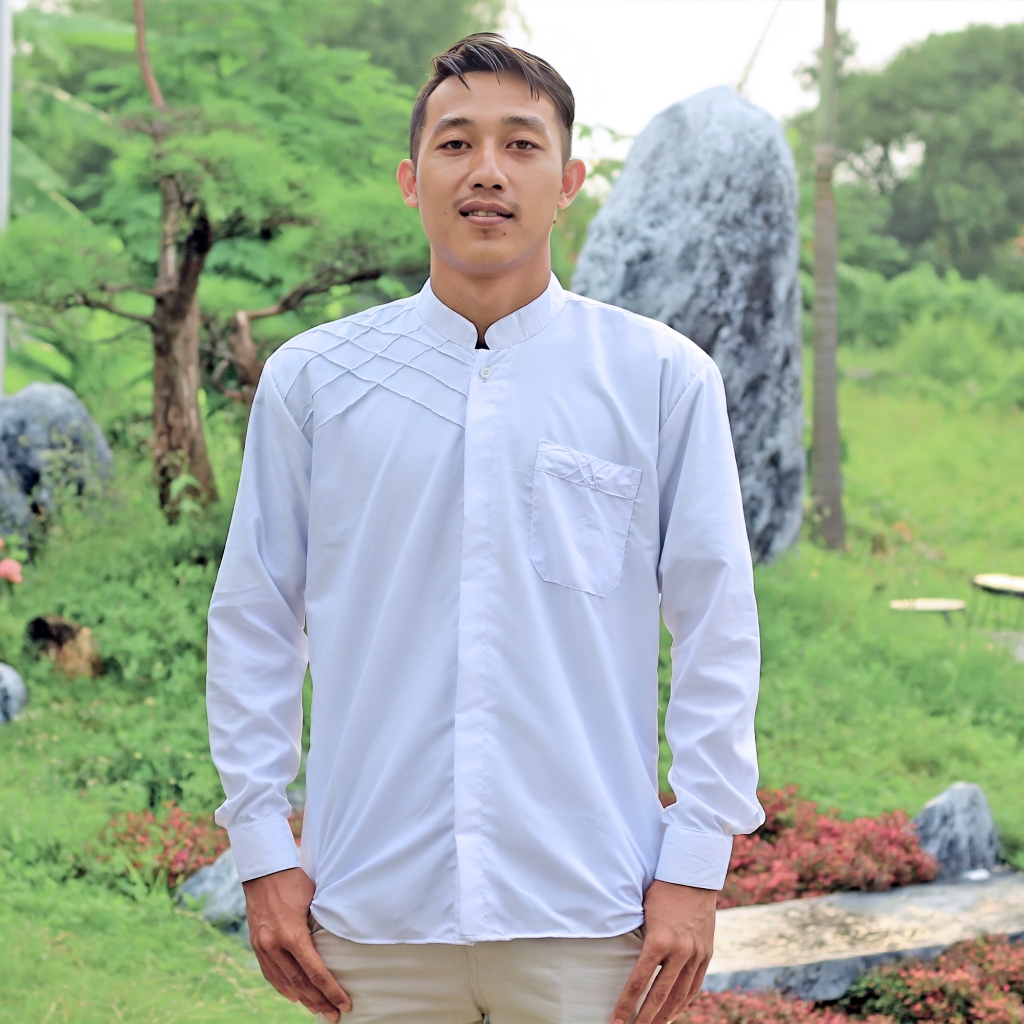 KEMEJA KOKO MARVEL| koko dewasa lengan panjang Bahan Toyobo Premium Adem Warna Sage Green Kerah Sang