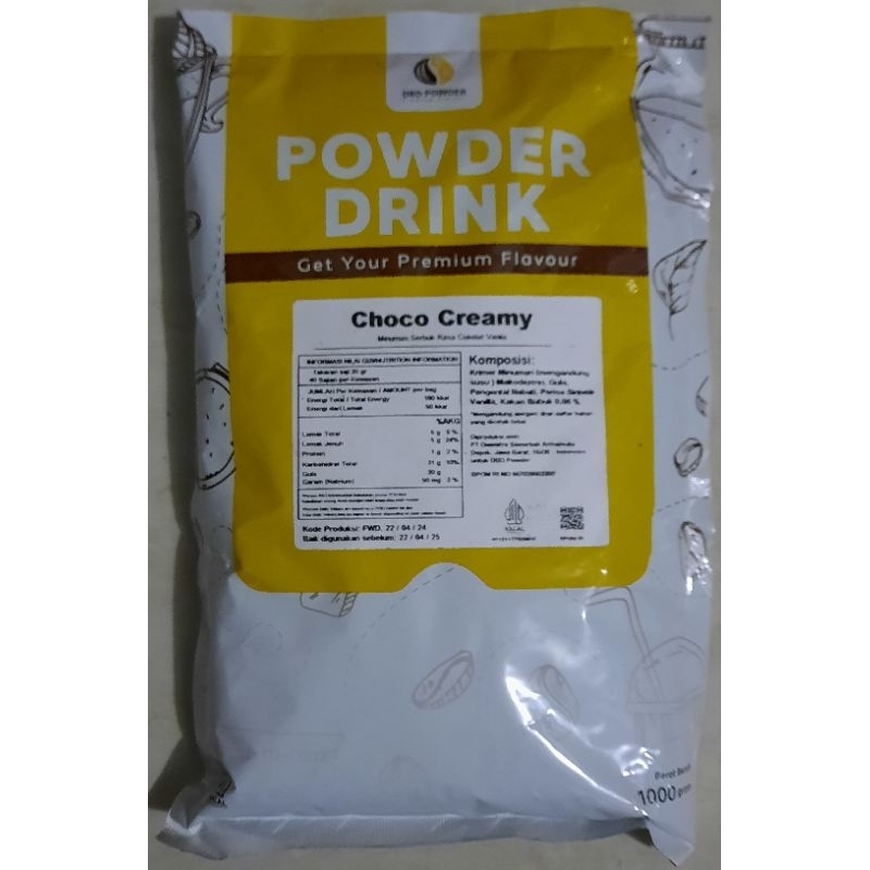 

dbd powder drink premium flavour CHOCO CREAMY / COKELAT VANILA 1000 gram / 1 kg
