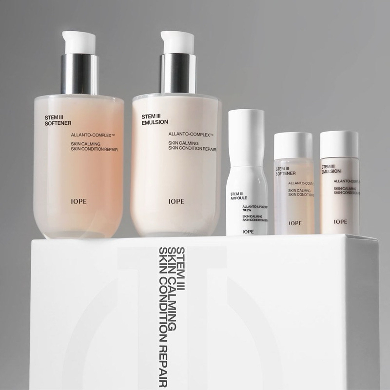 IOPE - STEM III Skin Care Set, Intense Anti-aging Face Toner, Lotion, Ampoule with Hyaluronic Acid -