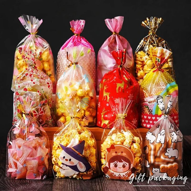 

50pcs/pack PLASTIK ROTI COOKIES /GODDIE BAG + KAWAT HADIAH HAMPERS ULTAH PC-21