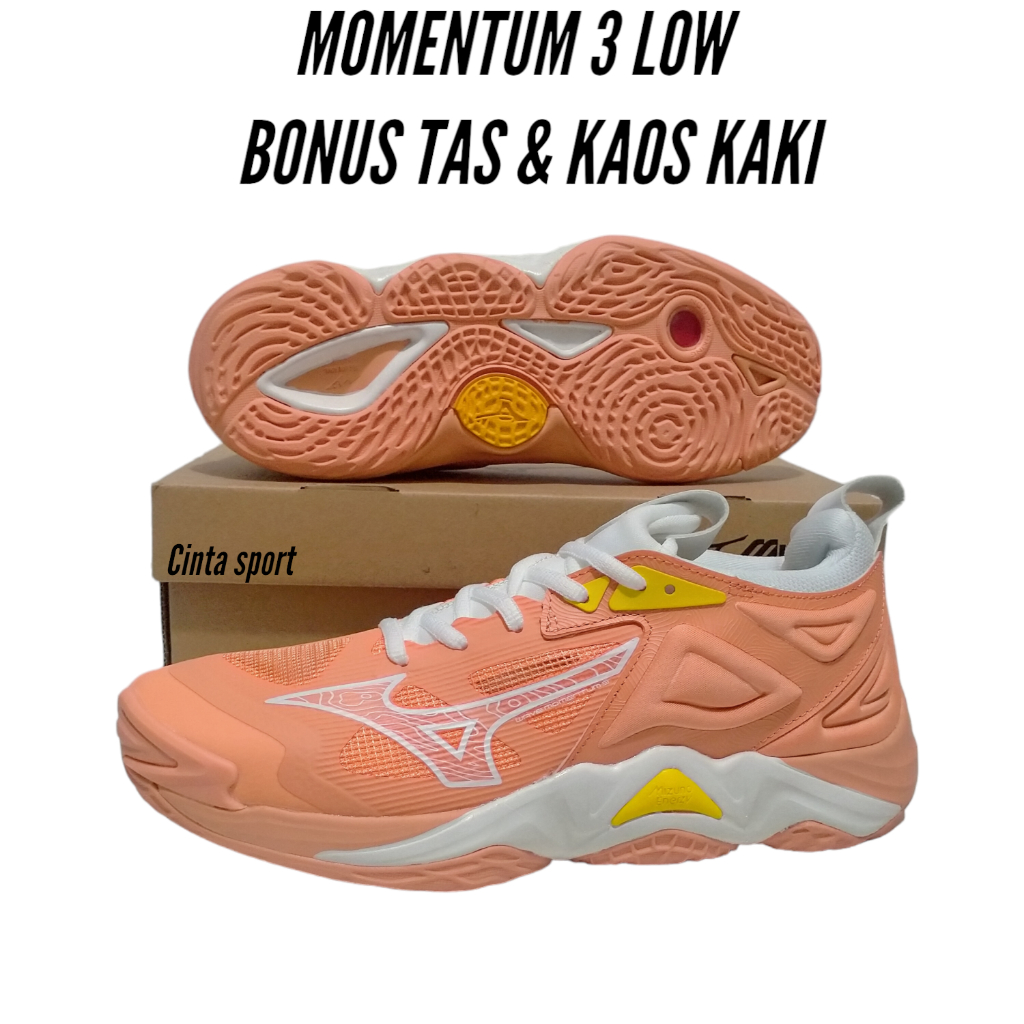 Sepatu Voli Mizuno Wave Momentum 3 Low / Sepatu Olahraga Voli Mizuno Thunder Blade Cewek / Mizuno Wa