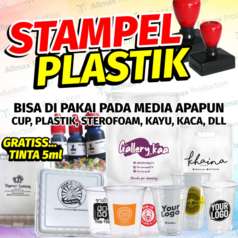 KODE M39Q Stempel Plastik Tanpa Pre Order  Stampel Pelastik Cup Sterofoam Tinta Permanen Waterproof 