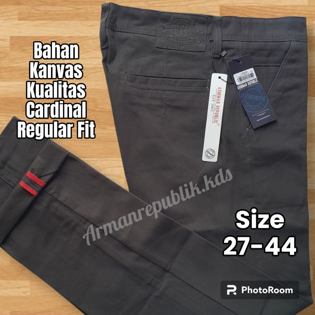 Celana Panjang Pria Chinos Bahan Cardinal Original Kanvas Casual Reguler Fit Santai Kerja Harian Stylish Big Size Jumbo 27-44 Lcs01