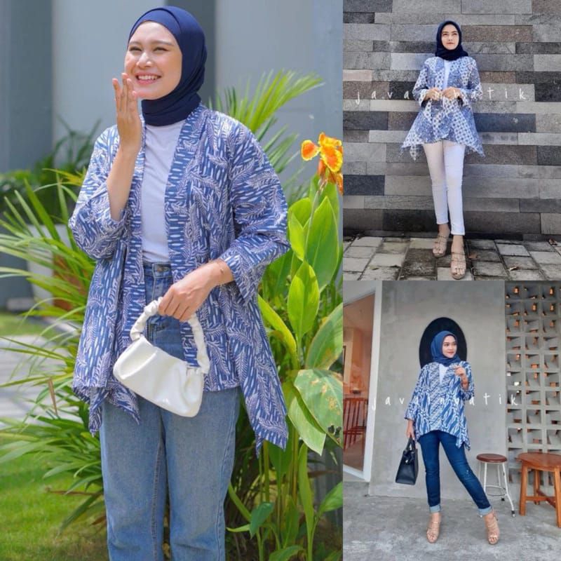 Blazer batik wanita outer kekinian seragam kerja