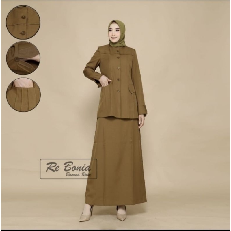 BLEZER KERJA KANTOR/BAJU GURU/KHAKI TUA/PEMDA ROK A