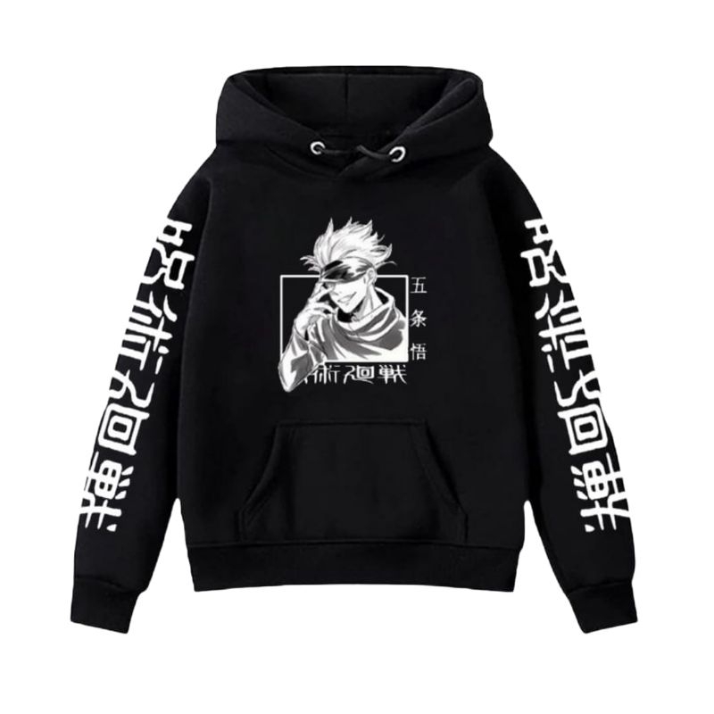 Sweater Hoodie Anak Jujutsu Kaisen Satoru Gojo 5-12 Tahun Jakett Anak Anime Laki Laki Perempuan