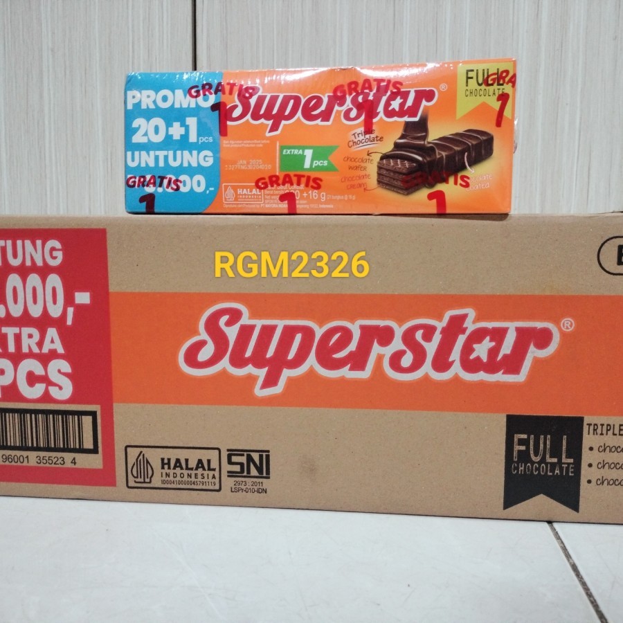 

Wafer Superstar Triple Chocolate - (1 Karton isi 8 box 20 + 1 Pcs 16 Gr )