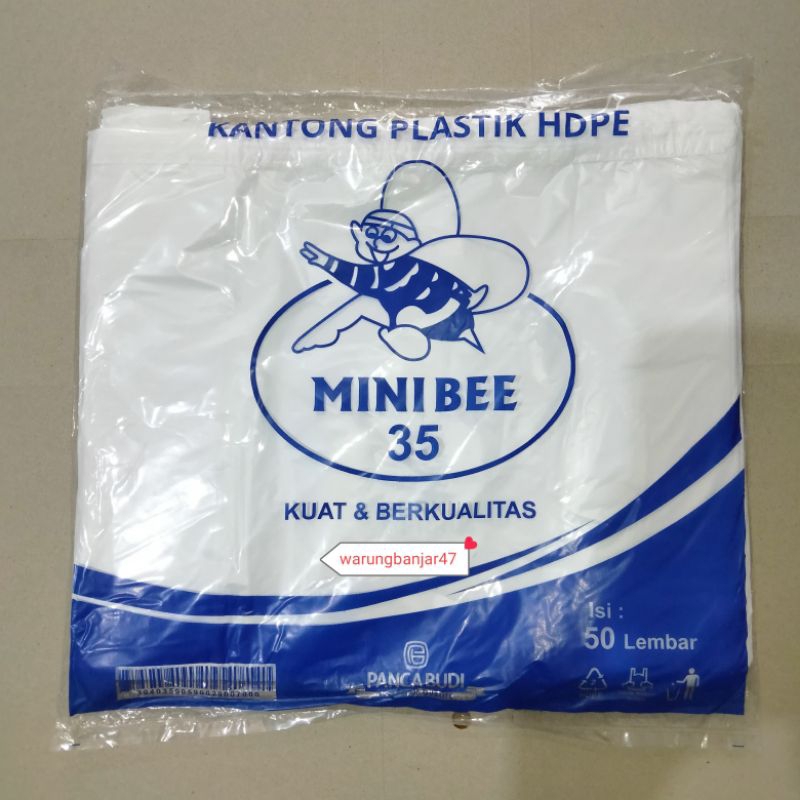 [Isi 50 Lbr] Kantong plastik HDPE putih Minibee uk 35 Kantong kresek putih kantong plastik kresek pu
