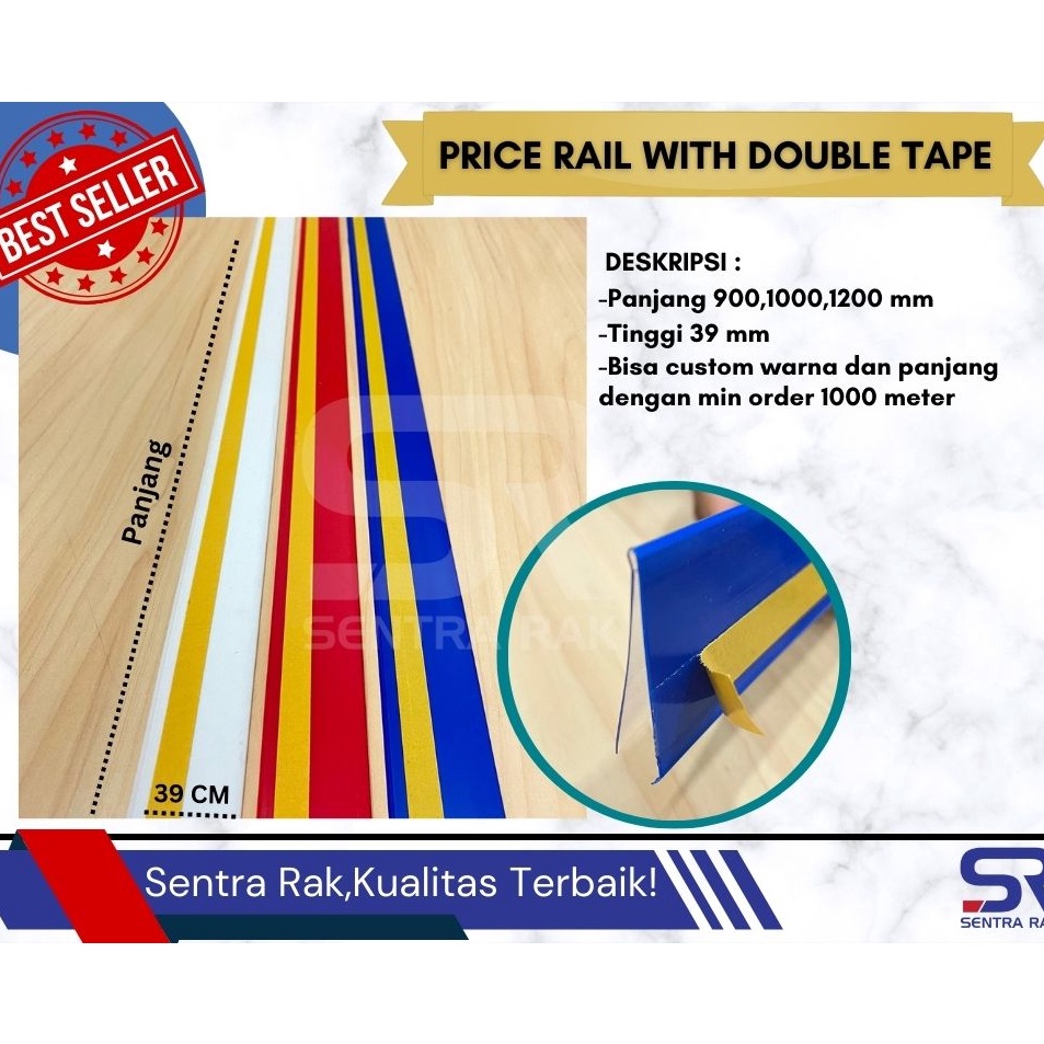

Garansi Mutu Price rail Price Card Label Harga tipe Double Tape 9 cm
