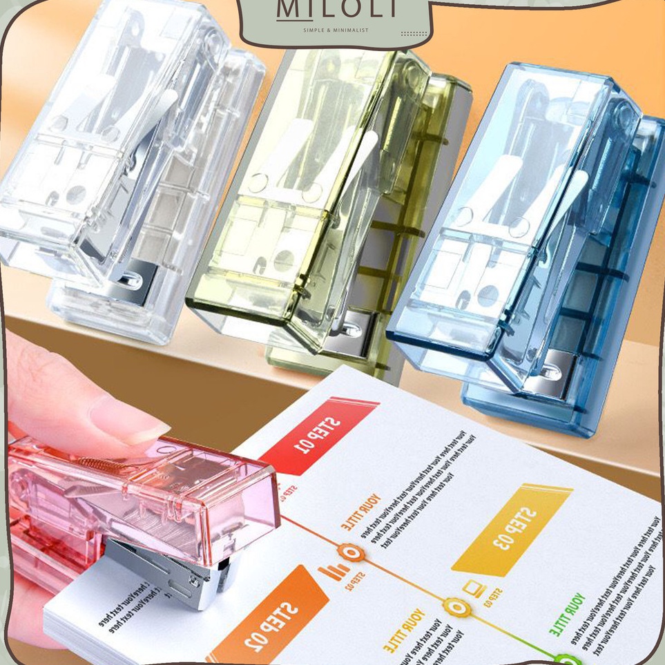 

Seller Resmi MILOLI 1Set STAPLER TRANSPARANT MINI Portable Simple Aesthetic Staples F235