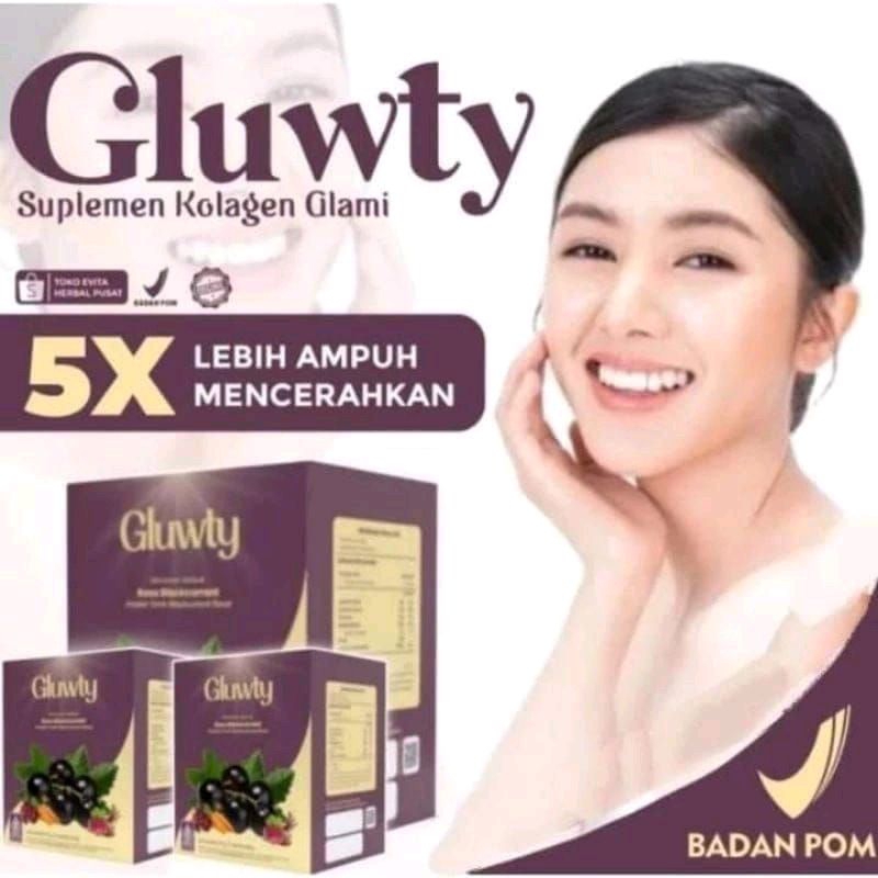 0Gluwty Collagen Suplemen Kolagen Minuman Serbuk Pencerah Pemutih Badan Wajah Mengencangkan